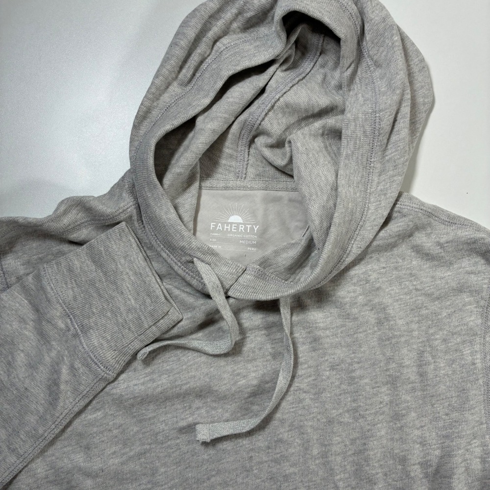 NEW Faherty Hoodie Medium Light Grey Organic Cotton Pullover MKC0096-LGH